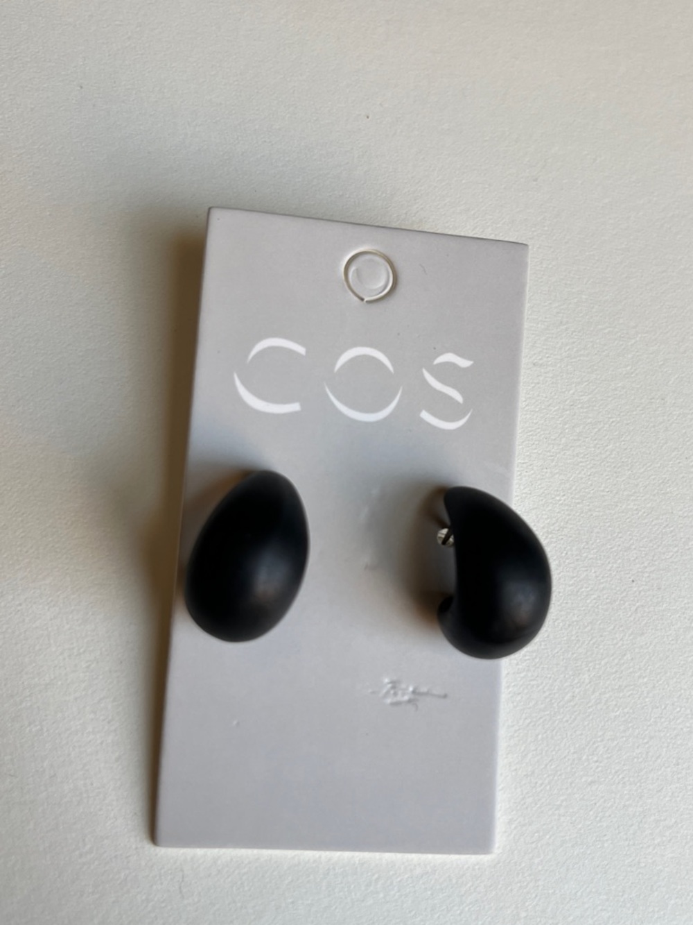 COS Matte Black Organic Drop Hoop Earrings